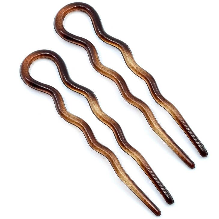 Camila Paris AD824 French Twist Stick Hair Fork, 2 Medium Wavy U Shaped Hair Pin Clip for Spiral Updo and Bun, Tortoise Shell, Fashion Flexible Styli online at globaldelivered