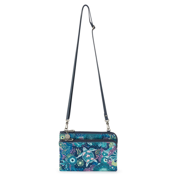 Sakroots Cambria Smartphone Crossbody in Eco Twill Removable Crossbody Strap Royal Blue Seascape