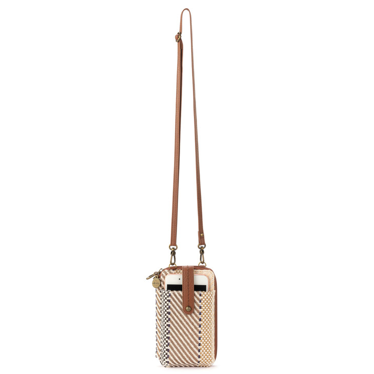 Sakroots Salinas Smartphone Crossbody in Woven Textile Removable Adjustable Crossbody Strap Tobacco Batik World Woven