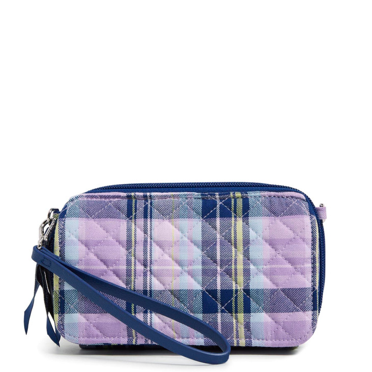 Vera Bradley Womens Cotton All in One Crossbody Purse With RFID Protection Amethyst Plaid Recycled Cotton One Size