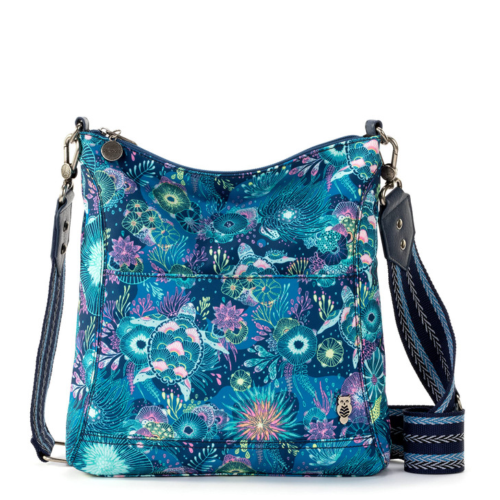 The Sak Lucia Crossbody in Eco Twill Convertible Purse with Adjustable Strap Royal Blue Seascape