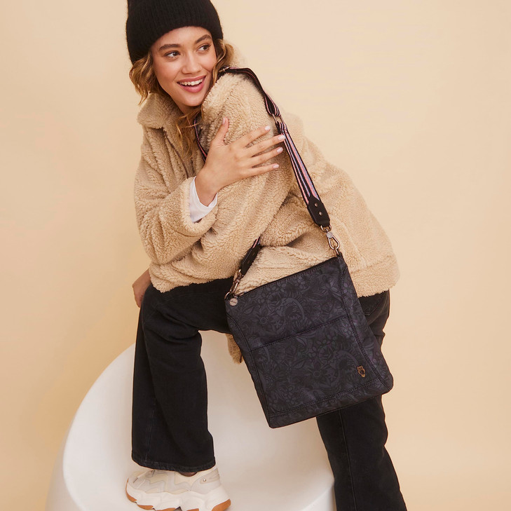 The Sak Lucia Crossbody in Eco Twill Convertible Purse with Adjustable Strap Royal Blue Seascape