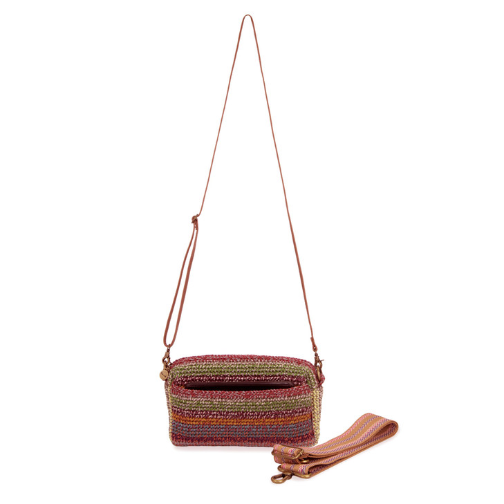 The Sak Cora Phone Crossbody in Crochet Adjustable Convertible Strap Sunset Stripe