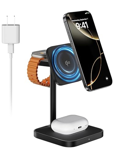 Qi2 Certified LULULOOK 3 in 1 Charging Station 15W QI2 Wireless Charger Stand Magnetic Charger for iPhone 171615141312 S