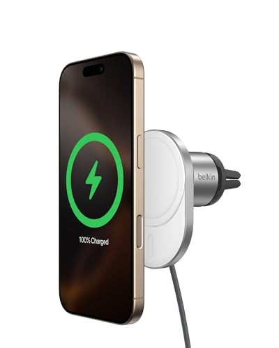 Belkin MagSafeCompatible Wireless Car Charger 15W Fast Charging Wireless Charger Powerful Magnetic Vent Holder for iPhon