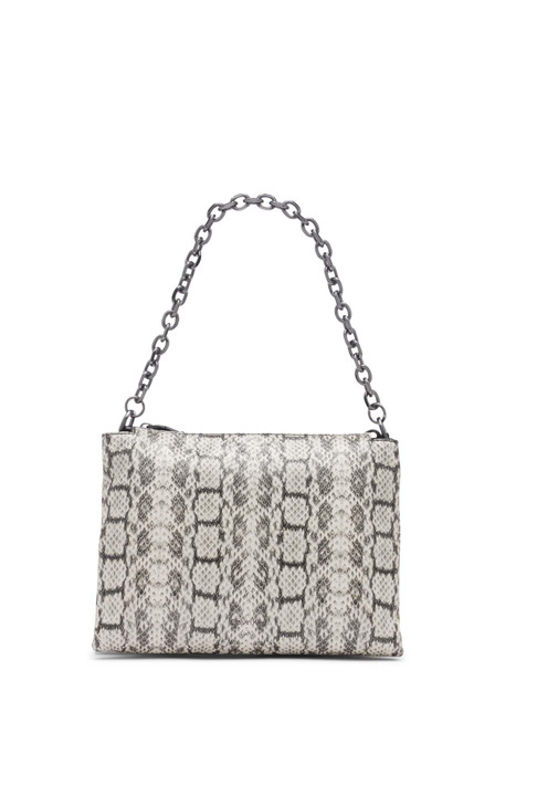 Calvin Klein Womens Rain Crossbody Bag Vegan Leather with Chain Purse Strap 3 Pockets Cherub WhiteBlack One Size