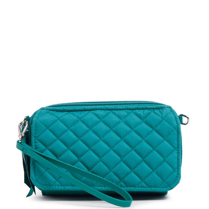 Vera Bradley Womens Cotton All in One Crossbody Purse With RFID Protection Forever Green Recycled Cotton One Size