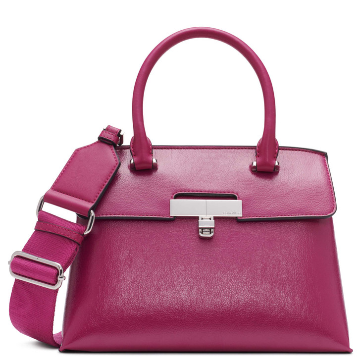 Calvin Klein Womens Becky Mini Crossbody Bag 2 in 1 Vegan Leather 2 Pockets Raspberry Radiance One Size