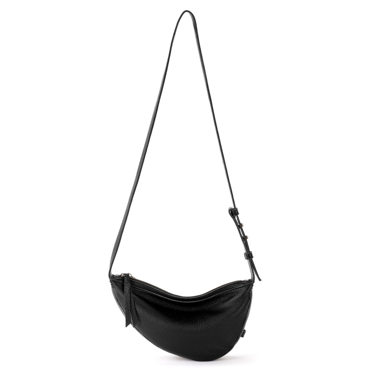 The Sak Tess Sling Bag in Leather Adjustable Crossbody Strap Black