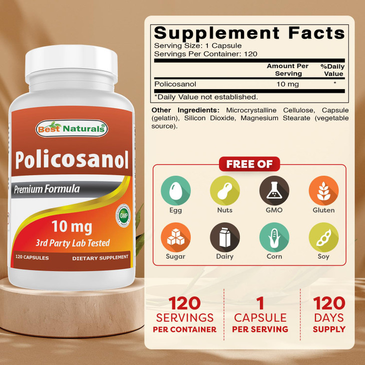Best Naturals Policosanol 10 mg 120 Capsules