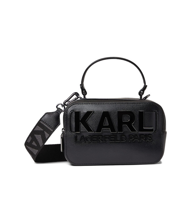 KARL LAGERFELD Womens Simone Logo Satchel Crossbdoy Jet Black One Size