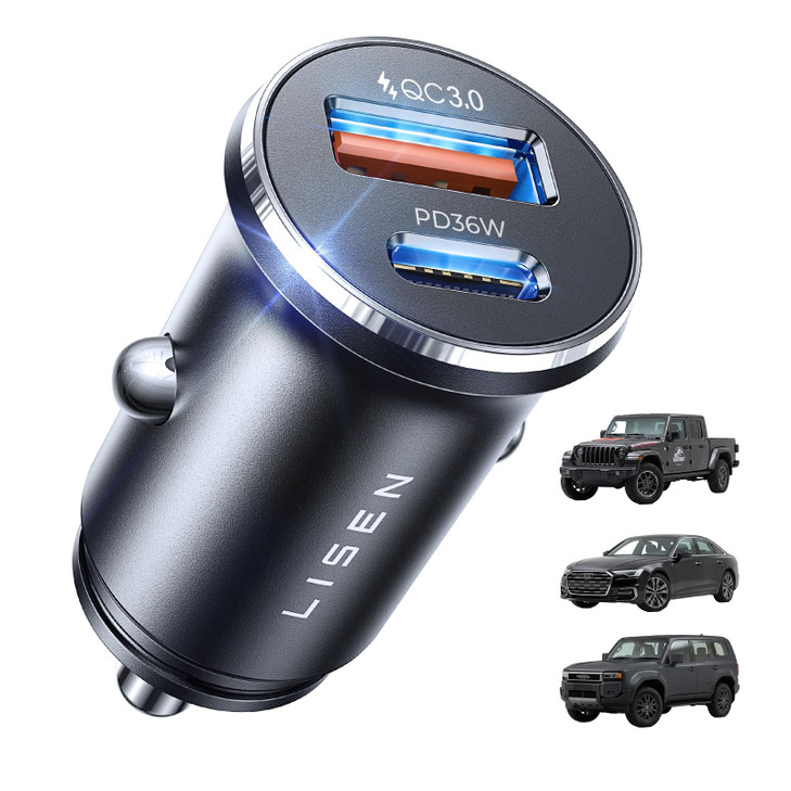 LISEN 54W Mini Cigarette Lighter Adapter Car Charger USB C Fast Charging 12V Cigarette Lighter USB Car Charger Fast Char