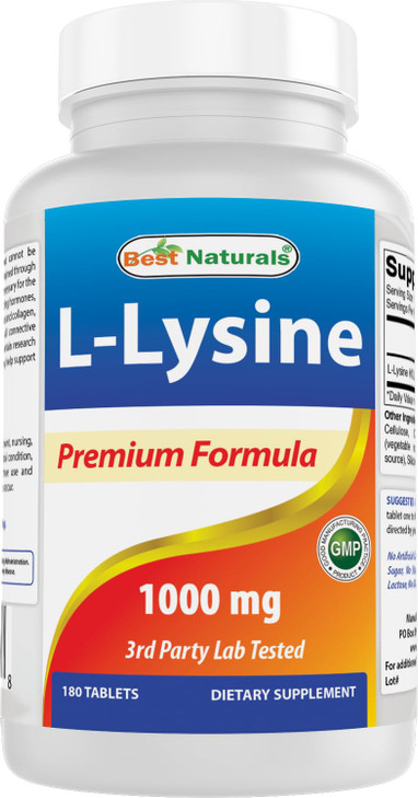 Best Naturals L-Lysine 1000mg 180 Tablets - Double Strength Lysine for stronger immune health & cold sores online at globaldelivered