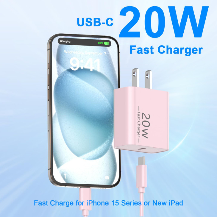 iPhone 17 16 Pro Charger Fast Charging 20W USB C Fast Charger Block with 10FT Long USB C to C Charging Cable for iPhone