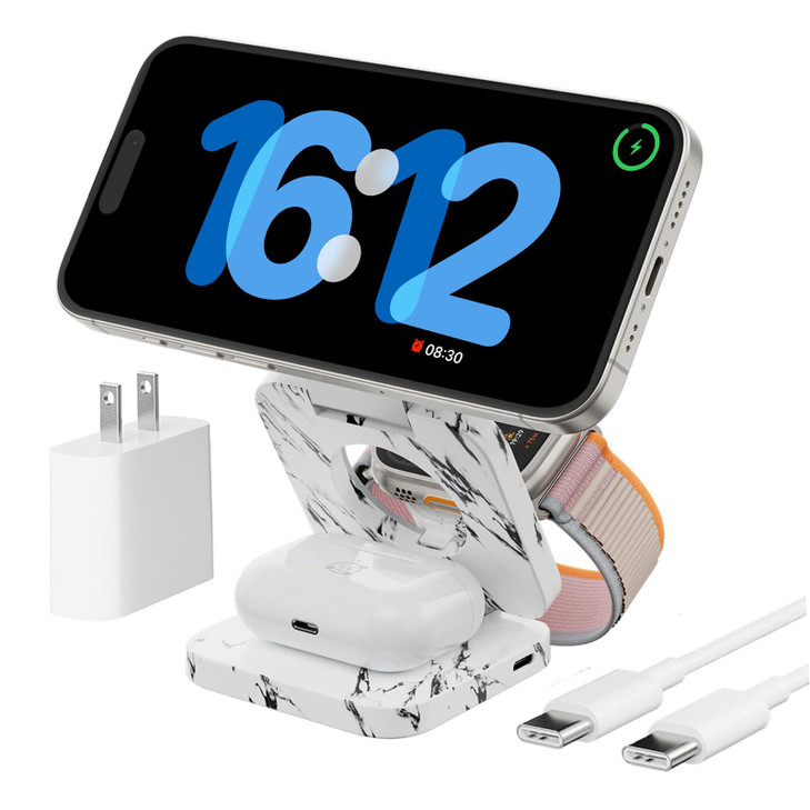 KU XIU X55 Nature Series Fast Magnetic Wireless Charger Foldable 3 in 1 Charging Station for Apple MagSafe Travel Charge