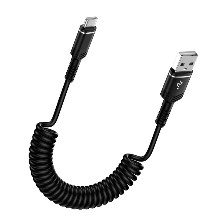 USB to USB C iPhone 16 Plus Coiled Cord Car Charger i Phone 17 Pro Max Fast Charging Cable for iPhone 17ProAir16e15Plus4