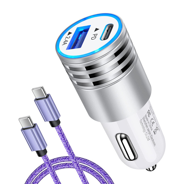 USB C Car Charger Fast Charging C Cord for Samsung Galaxy A17 A16 5G S24 S23 A15 A14 A25 S22 S21 UltraS21S20 FENote 20 S