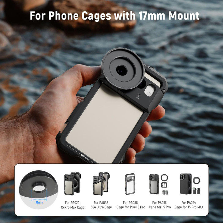 NEEWER 17mm to 37mm 58mm Lens Filter Adapter Ring Compatible with Beastgrip 37mm Lenses 58mm Filters Phone Cage Rig Stab