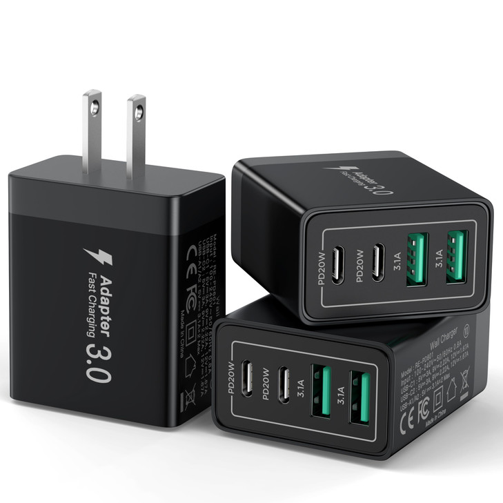 USB C Charger Block 40W 4Port Fast Charger 20W Type C Charging Block 31A USB Wall Charger Dual Port PDQC Charging Cube f