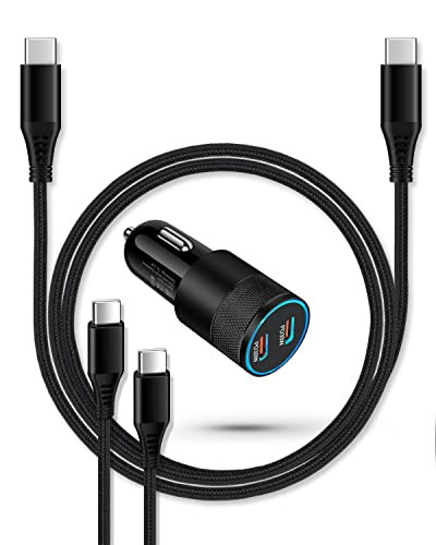 Super Fast Car Charger for Samsung Galaxy A17 60w DualPort USBC Car Charger Cigarette Lighter Adapter Pd Typec to C Cabl