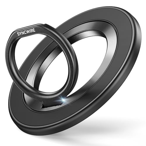 SYNCWIRE Magnetic Phone Ring Holder for MagSafe 360 Rotation Cell Phone Grip Stand Finger Ring Kickstand TwoSided Magnet