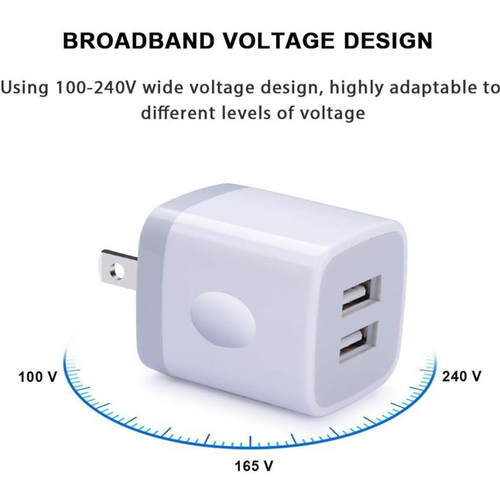 USB Wall Charger Adapter FiveBox 5Pack 21Amp Fast Dual Port Wall USB Plug Charging Block Charger Brick Cube Box for iPho