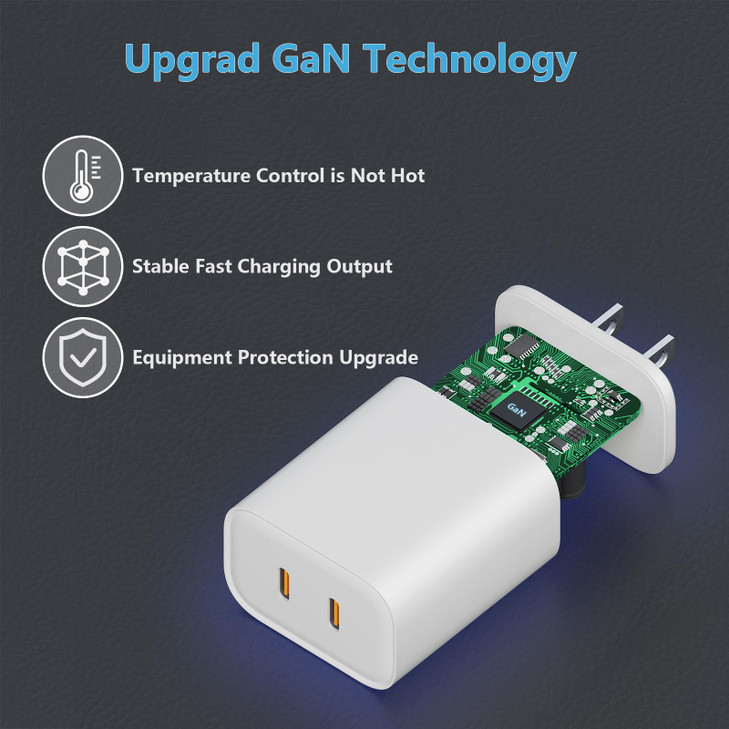 Double USB C Fast Charger Block for iPhone 17 Pro Max Dual PD GaN TypeC Fast Charging Port Power Adapter Plug Cube for A