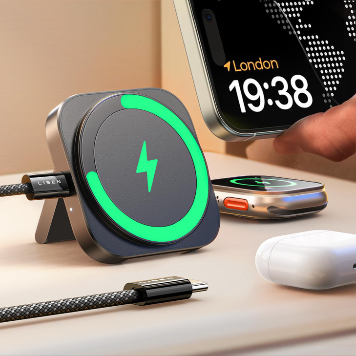 LISEN for MagSafe Charger Stand for iPhone Magnetic Apple Watch Airpods Charging Airplane Gadgets Magsafe Kickstand for