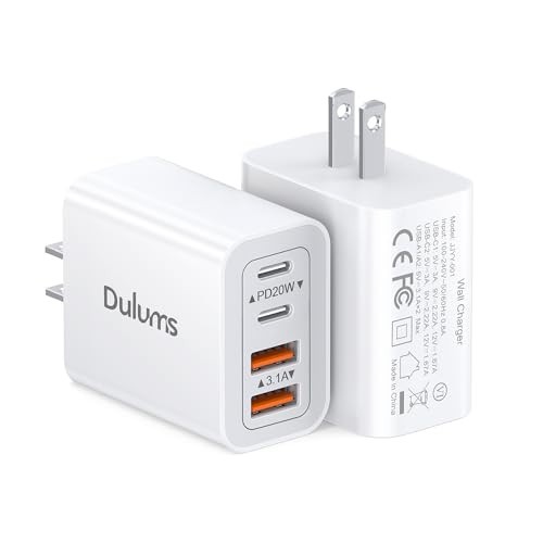 40W USB C Charger Cube 2Pack Wall Plug Fast Charging Block 4Port PDQC Power Adapter Multiport Brick Type C Box for iPhon