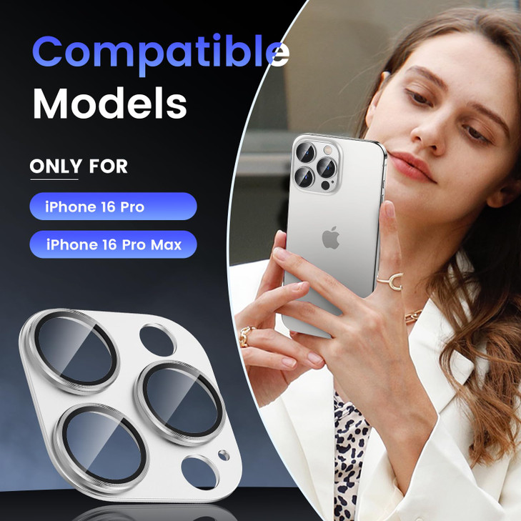 Tensea for iPhone 16 ProiPhone 16 Pro MaxiPhone 15 ProiPhone 15 Pro Max Camera Lens Protector Metal Aluminum Alloy Tempe