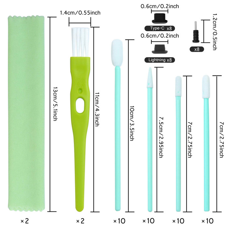 Aneco 68 Pieces Cell Phone Cleaning Kit Brush Set USB Charging Port Type C Anti Dust Port Plug Set and Headphone Jack Cl