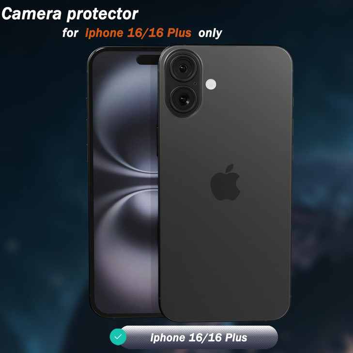 Cmiuubrer 1 Pack Camera Lens Frame for iPhone 1616 Plus 9H Glass Screen Protector AntiScratch Tempered Glass Metal Indiv