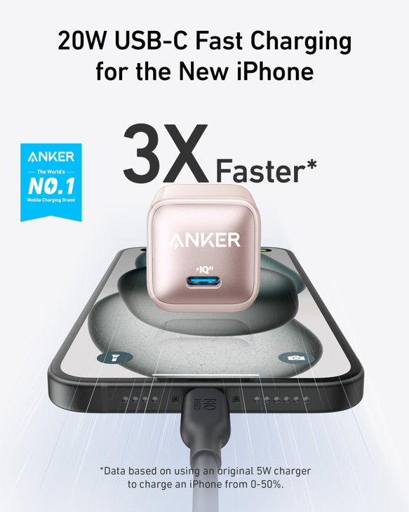 Anker USB C Charger Block 20W PIQ 30 Compact Fast Charging for iPhone 171615 and More Series Galaxy Pixel 43 iPad Cable