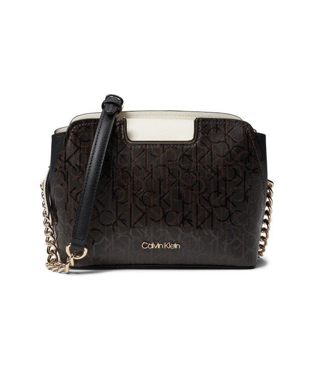 Calvin Klein Womens Finley Crossbody BrownKhakiBlackWhite One Size