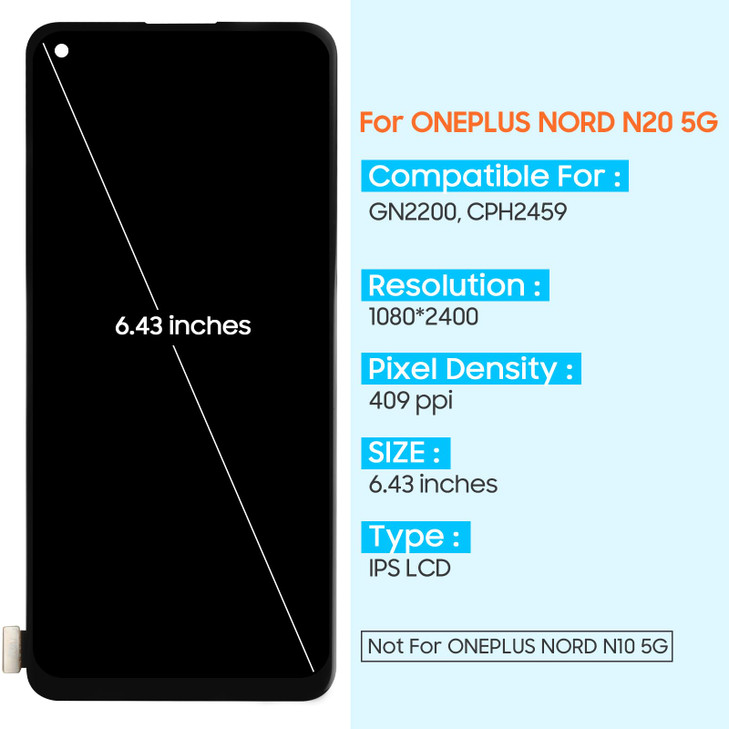 LCD Screen Replacement for OnePlus Nord N20 5G GN2200 CPH2459 LCD Display Touch Screen Digitizer Assembly with Repair Ki