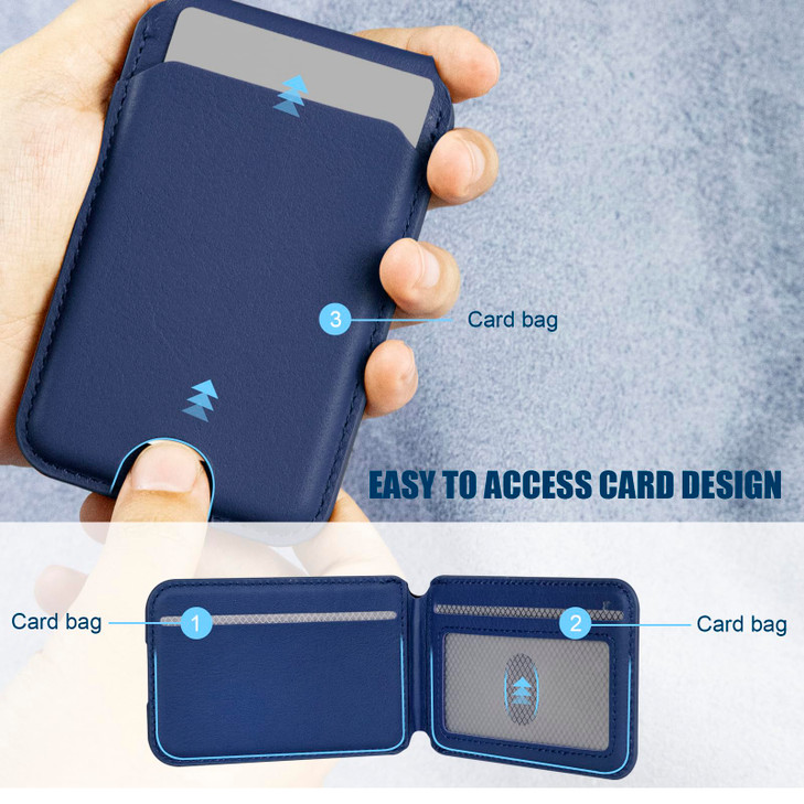 Rumwot for MagSafe Phone Wallet Genuine Leather Magnetic Card Holder for iPhone Magsafe Phone Wallet with Adjustable Bra
