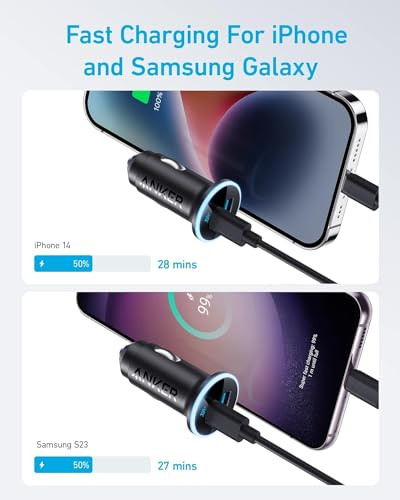 Anker 323 USBC Car Charger Adapter 525W Cigarette Lighter Charger with 30W PowerIQ 30 Fast Charging for iPhone 171615141