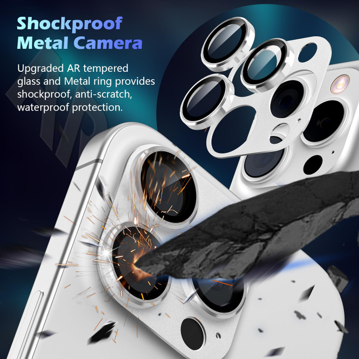 imluckies Alloy Metal Camera Lens Protector for iPhone 16 Pro 16 Pro Max 14 Pro 14 Pro Max 9H Tempered Glass Ultra HD An