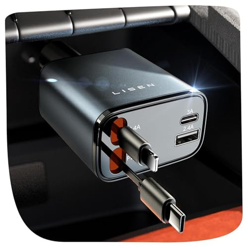 LISEN Retractable Car Charger for Gifts for Him Her 69W Cars Adapter USB C Fast Charger for iPhone 1712 Car Accessories