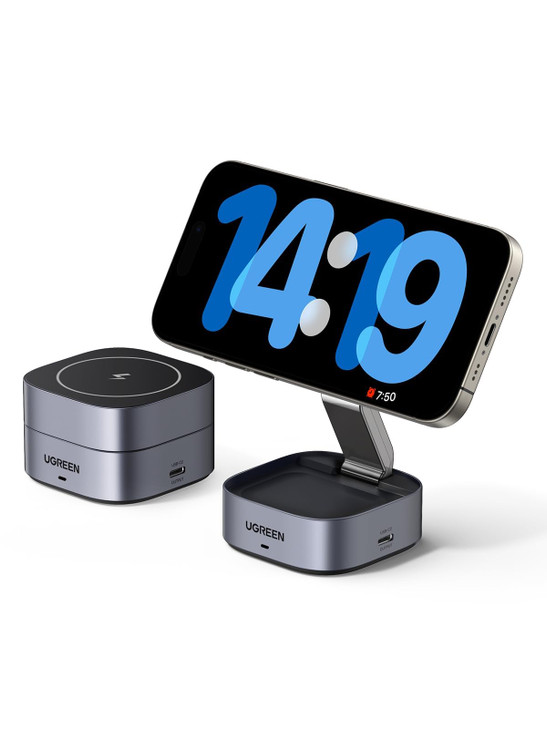 UGREEN MagFlow Magnetic Foldable Charging Station 2in1 Fast Wireless Charger Compatible with iPhone 17 17 Air 17 Pro 17