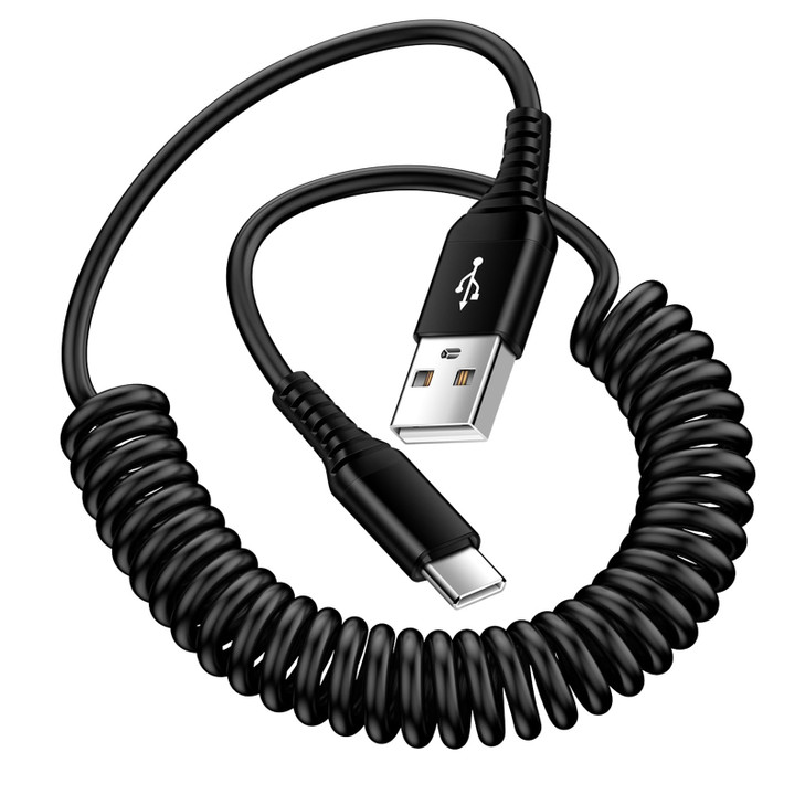 Android Auto USB C Cable Fast Charging 1 Pack 6FT Coiled Samsung Cell Phone USB A to Type C Charger Cord for Car for Sam