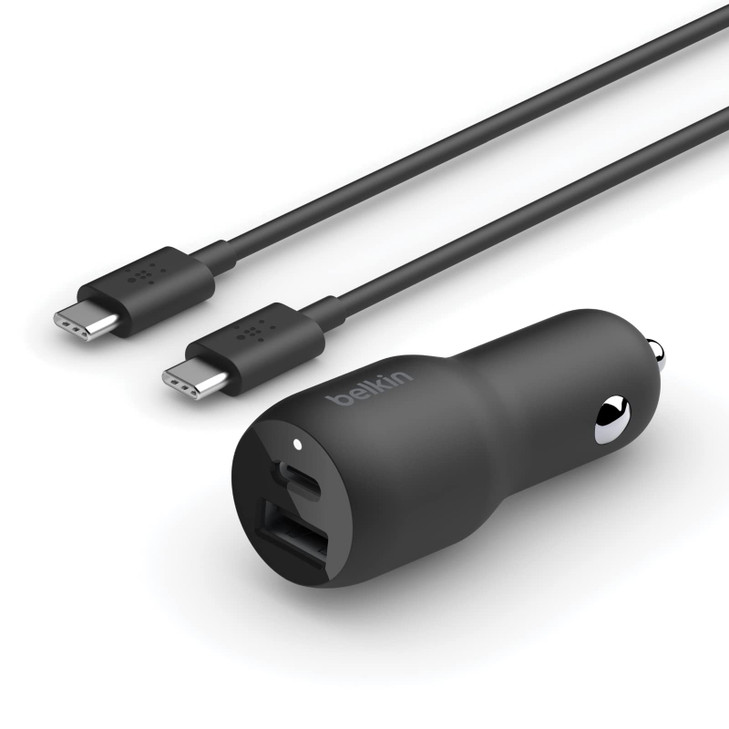 Belkin 37W Dual Port Fast Car Charger with 33ft USBC Cable Included USBC 25W PPS Port and USBA 12W Port for Galaxy S23 S