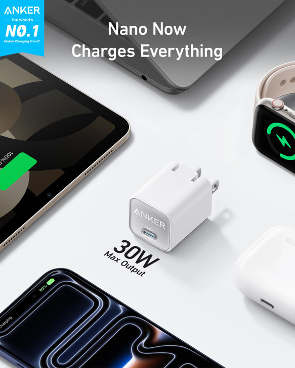 Anker Nano USB C Charger Block 30W PIQ 30 Foldable iPhone Charger Fast Charging for iPhone 1716 Series Galaxy iPad Compa