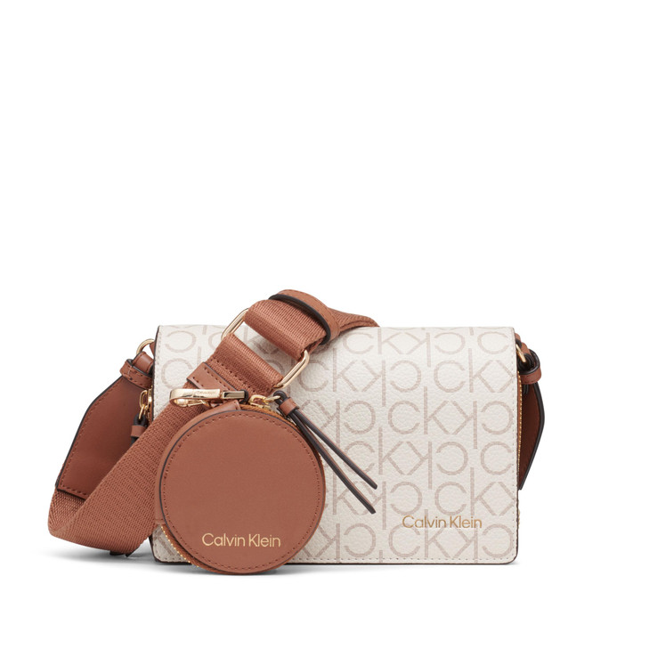Calvin Klein Millie Triple Compartment Camera Bag Crossbody VanillaKahkiCaramel One Size