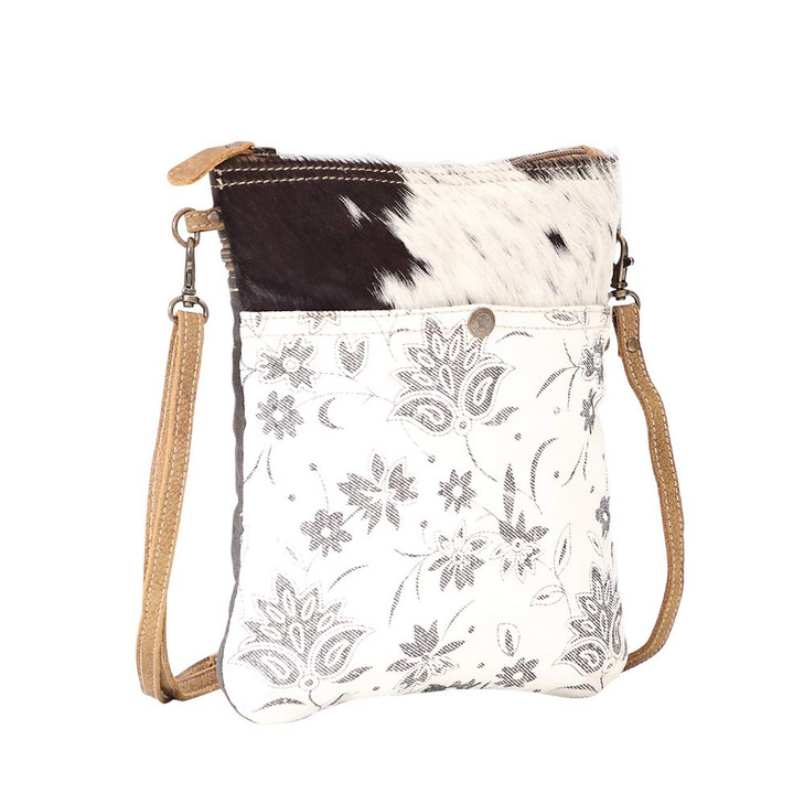 Myra Bag Anemone Upcycled Canvas Cowhide Small Crossbody Bag S1499