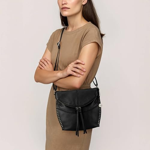 The Sak womens Leather Silverlake Crossbody Bag in Leather Casual Purse with Adjustable Strap Zipper Pockets Black Ii On