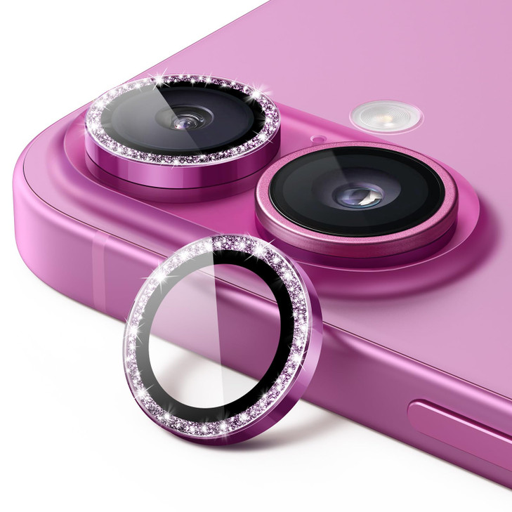 JETech Camera Lens Protector for iPhone 16 61Inch and iPhone 16 Plus 67Inch Bling Glitter Individual 9H Tempered Glass M