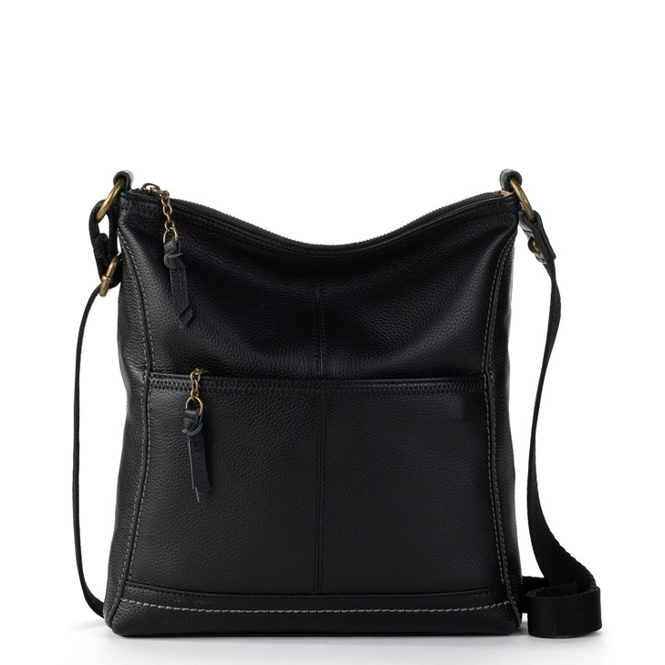 The Sak Womens Iris Crossbody in Leather Casual Purse With Adjustable Strap Zipper Pockets Black One Size US