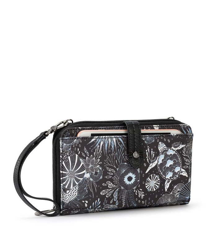 Sakroots Artist Circle Smartphone Crossbody in Eco Twill Detachable Wristlet Strap Midnight Seascape