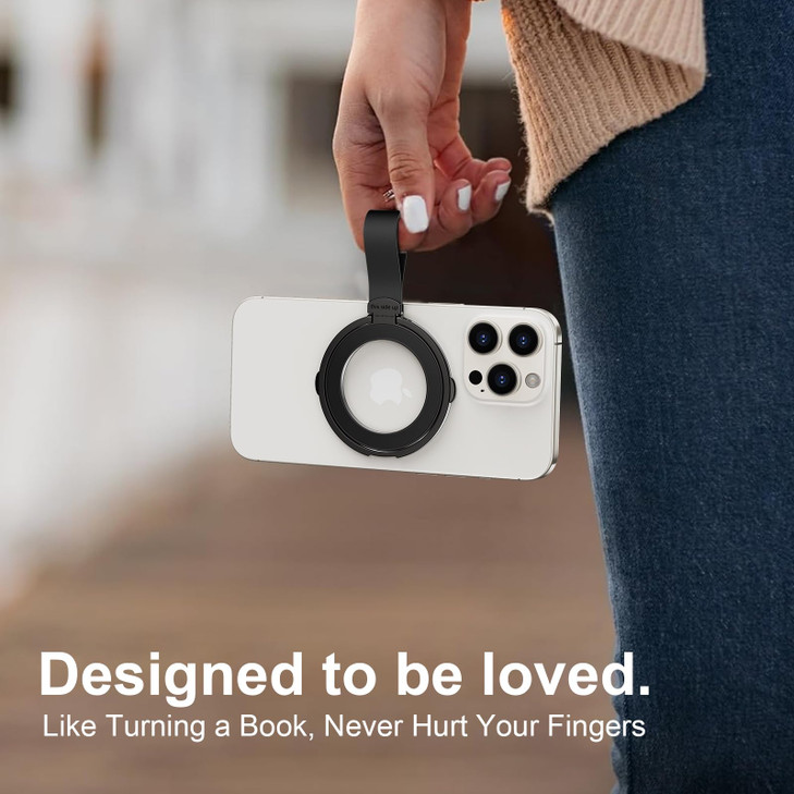 Magnetic Phone Grip Holder Kickstand for iPhone 16 15 14 13 12 PlusPhone Ring Holder Stand Removable Magsafe Finger Loop